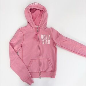 Y2K Hollister pink full-zip hoodie jacket with stain